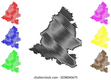 Teltow-Flaming district (Federal Republic of Germany, rural district, State of Brandenburg) map vector illustration, scribble sketch Teltow Flaming map