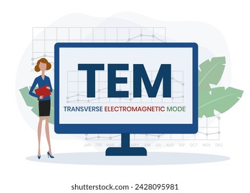 TEM - Transverse Electromagnetic Mode acronym. business concept background. vector illustration concept with keywords and icons. lettering illustration with icons for web banner, flyer