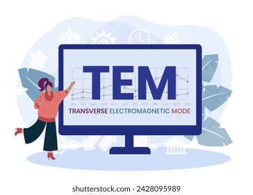 TEM - Transverse Electromagnetic Mode acronym. business concept background. vector illustration concept with keywords and icons. lettering illustration with icons for web banner, flyer