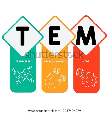 TEM - Transverse Electromagnetic Mode acronym. business concept background.  vector illustration concept with keywords and icons. lettering illustration with icons for web banner, flyer, landing