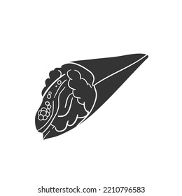 Temaki Icon Silhouette Illustration. Japanese Food Vector Graphic Pictogram Symbol Clip Art. Doodle Sketch Black Sign.
