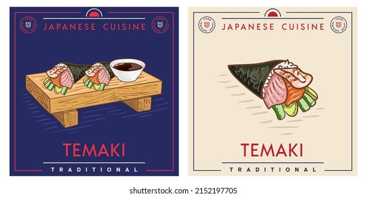 Temaki illustration - Japanese sushi illustration