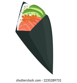 Temaki sushi,  hand rolled sushi - Japanese food. 