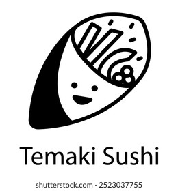 Ícone de sushi Temaki em estilo doodle 