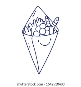 temaki sushi menu restaurant cartoon food cute vector illustration line style