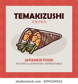 Temakizushi Japanese food vector illustration