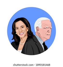 Temanggung, Indonesia - January 09 2021 : Joe Biden And Kamala Harris, President And The First Female Vice President Of The United States