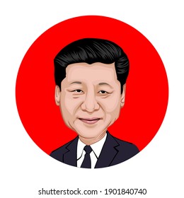 Temanggung, Indonesia - January 25th 2021 : Xi Jinping Vector Portrait Illustration