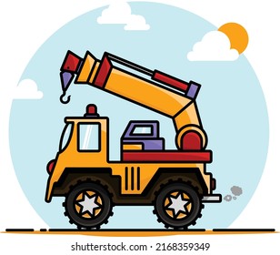 Temanggung, Indonesia - June 17, 2022 : vector illustration of orange and red tow truck. great for posters, animated assets, etc.