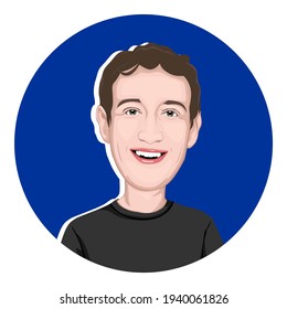 Temanggung, Indonesia - March 21 2021 : Mark Zuckerberg Founder  Facebook
