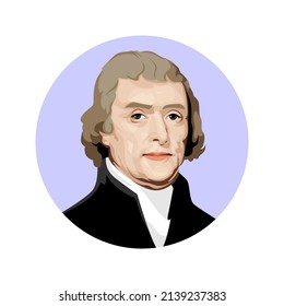 Temanggung, Indonesia - March 26th 2022 : Thomas Jefferson Portrait Vector Art