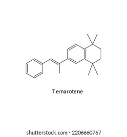 Estructura esquelética plana de la molécula de temaroteno, retinoide utilizado en el acné, psoriasis Ilustración vectorial sobre fondo blanco.