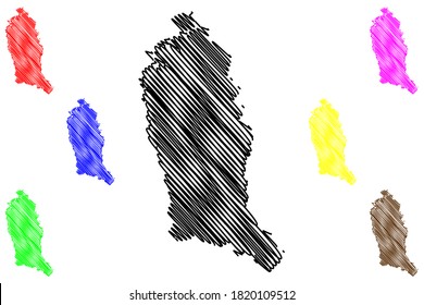 Stadtbezirk Temburong (Nation Brunei, Abode of Peace, Insel Borneo), Vektorgrafik, Skizze Temburong-Karte