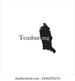 Temburong map and black letter design on a white background