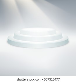 Temlate of white podium on light background. EPS 10 vector file included