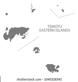 Temotu map of Solomon Islands grey illustration shape