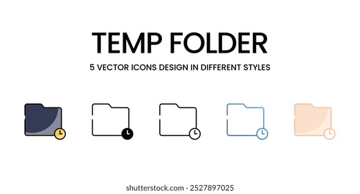 Conjunto de iconos vectoriales de carpeta temporal