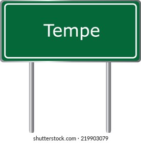 Tempe, Arizona, road sign green vector illustration, road table, USA city