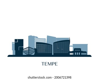 Tempe, Arizona skyline, monochrome silhouette. Vector illustration.