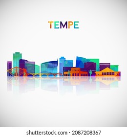 Tempe, AZ skyline silhouette in colorful geometric style. Symbol for your design. Vector illustration.