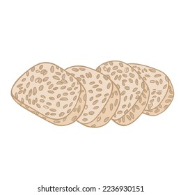 Tempe Indonesian Food Hand Drawn Doodle Vector Illustration