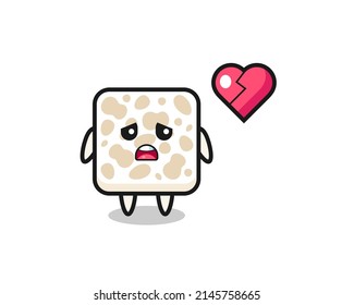 tempeh cartoon illustration is broken heart , cute design