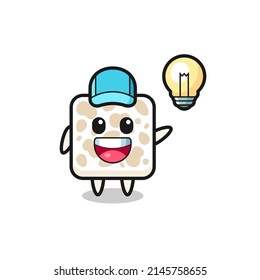 tempeh character cartoon getting the idea , cute design