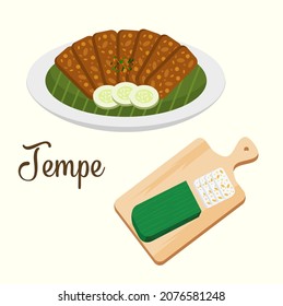 Tempeh Indonesian Food Vector Design Illustration 03