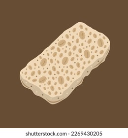 Tempeh slice flat vector illustration. Cute soybean product tempeh slice cartoon vector illustration for graphic design and decorative element
