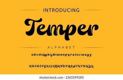 Temper Sport Moderne italienische Alphabet Schriftart. Typografie urbane Schriftarten für Technologie, Digital, Film Logo Design. Vektorgrafik