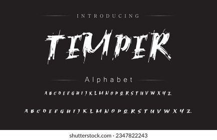 Temper vector brush style font, alphabet, typeface