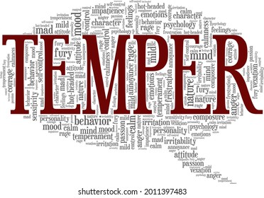 Temper vector illustration word cloud isolated on a white background. 