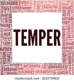 Temper vector illustration word cloud isolated on a white background. 