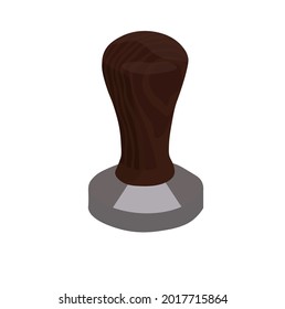 Temper vector stock illustration. A tool for making coffee. Notary's seal for documents. Isolated on a white background.