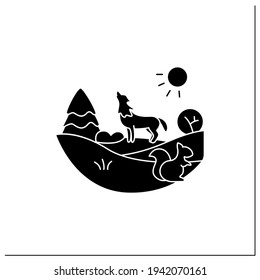 Temperate forest glyph icon.Forest found between tropical,boreal regions,located in temperate zone. Living place for different animals.Filled flat sign. Isolated silhouette vector illustration