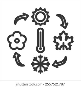 Temperate Season Outline Icon Vector Illustration