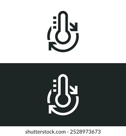 Ícone de ajuste de temperatura isolado no fundo branco. Projetado com software baseado em vetor, não fabricado pela IA.