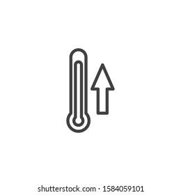 Temperature up arrow line icon. linear style sign for mobile concept and web design. Thermometer temperature rise outline vector icon. Climate control symbol, logo illustration. Vector graphics