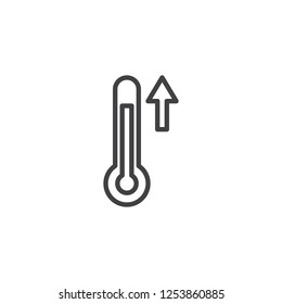 Temperature up arrow outline icon. linear style sign for mobile concept and web design. Thermometer simple line vector icon. Symbol, logo illustration. Pixel perfect vector graphics