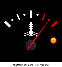 Temperature car gauge scale on black background. High temperature. Vector 3d illustration