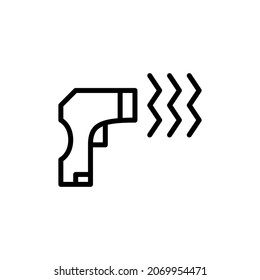 Temperature check with a contactless thermometer as covid disease prevention measure. Fever body temperature. Pixel perfect, editable stroke
