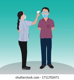Comprobación de temperatura casos de coronavirus ilustración vectorial