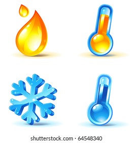 temperature or climate control icons : heating and cooling