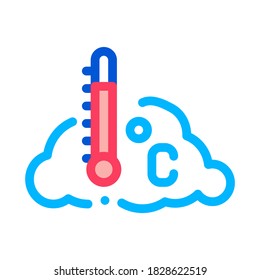 Temperature Cloud Icon Vector. Outline Temperature Cloud Sign. Isolated Contour Symbol Illustration