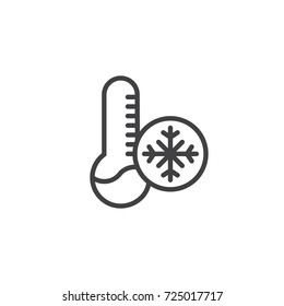 Temperature cold line icon, outline vector sign, linear style pictogram isolated on white. Symbol, logo illustration. Editable stroke