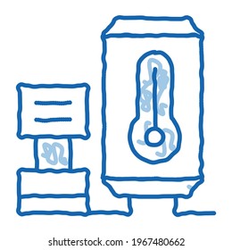 temperature control device sketch icon vector. Hand drawn blue doodle line art temperature control device sign. isolated symbol illustration