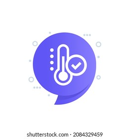temperature control icon with checkmark, vector
