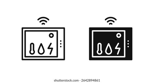 Temperature control icon set showing thermostat or IoT-based climate management.