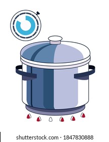Temperature control instruction during cooking in saucepan