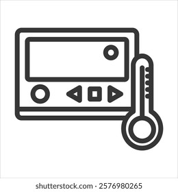Temperature Control Outline Icon Vector Illustration